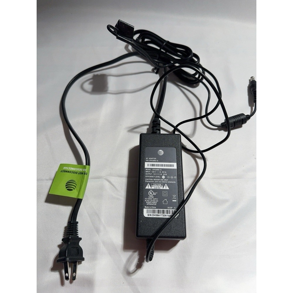 AT&T EPS36R0-16 36W 12V 3A Gateway Modem  AC Adapter‎ Power Charger @MB164
